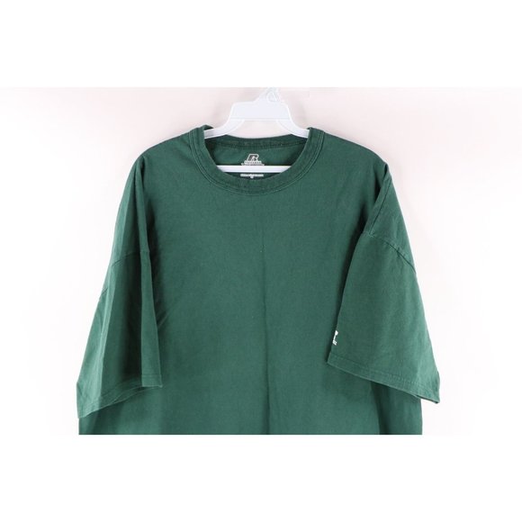 Russell Athletic Mens Size XL Faded Blank Short Sleeve T-Shirt Green Cotton - Picture 2 of 8